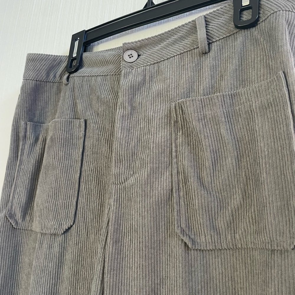 Women's Gray Corduroy Wide Leg Pants